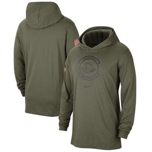 NWT men's medium nike Oregon ducks LS hooded Tee military appreciation FTBL/BSBL